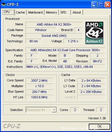 平价双核 AMD低功耗X2 3600+测试